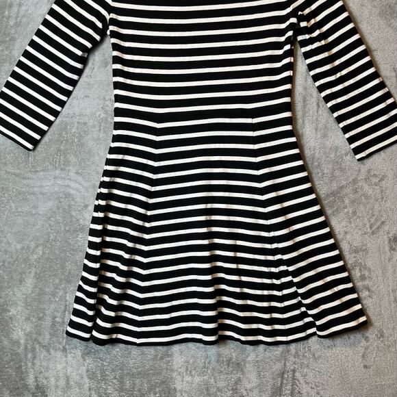Kate Spade‎ Broome Street Black & White Stripe Fit & Flare Dress Size Small - Picture 4 of 8